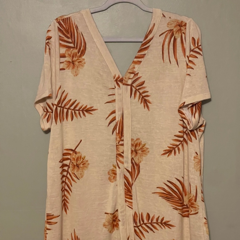 Tropical Print V-Neck Top